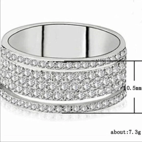 925 STERLING SILVER DIAMOND MULTI ETERNITY RING - Picture 4 of 4